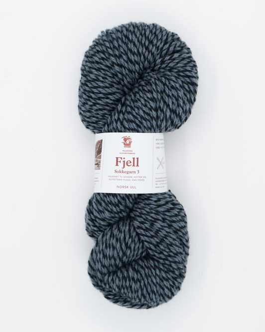 Hovedbilde Fjell sokkegarn 3, lys blågrå/svart molinert