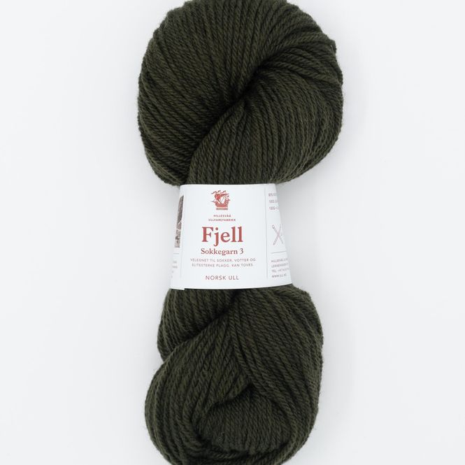 Hovedbilde Fjell sokkegarn 3, mørk olivengrønn