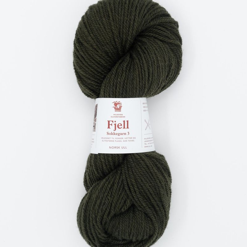 Fjell sokkegarn 3, mørk olivengrønn