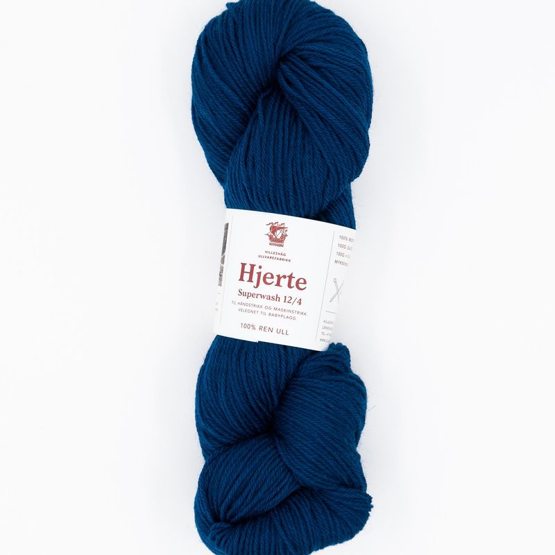 Hjerte superwash 12/4, lys marineblå, utgående farge 